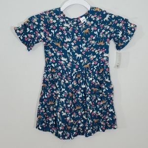 Carters blue floral unicorn dress short sleeve 3T